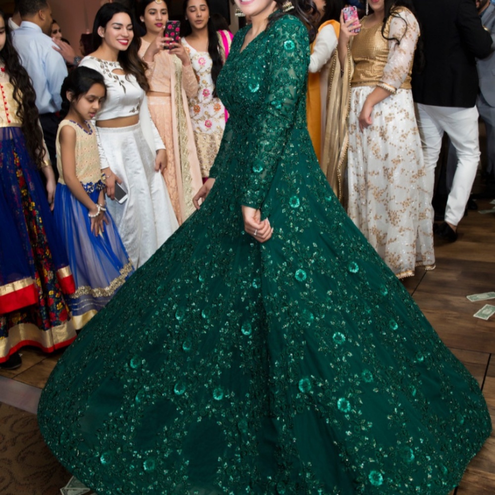 Green bridal gown